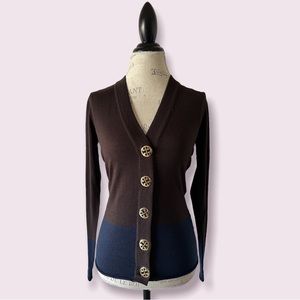 Tory Burch Big Golden Logo Buttons Wool Cardigan XS